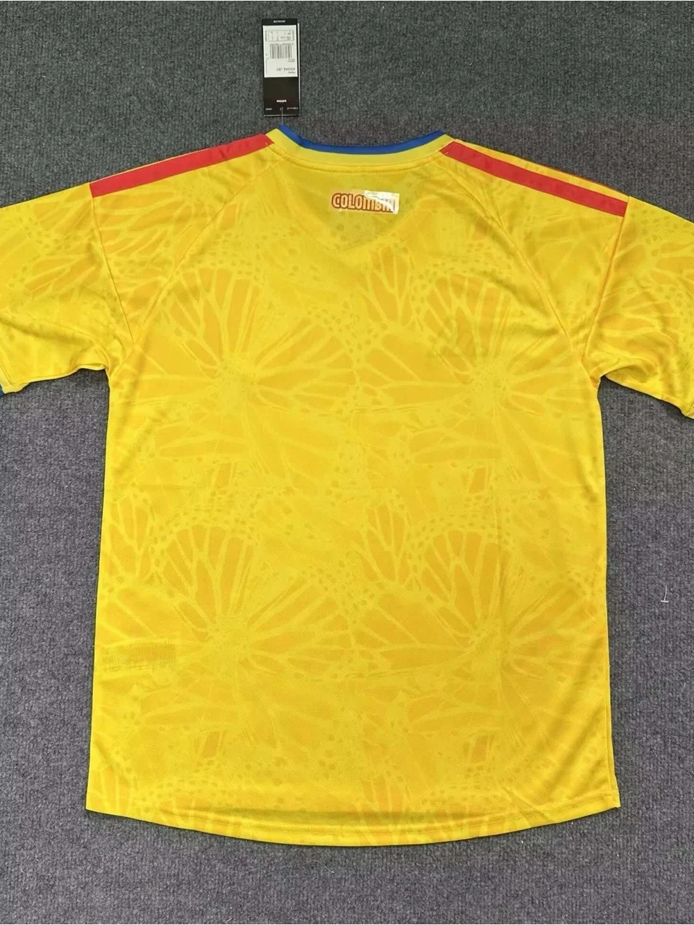 adidas Yellow Colombia Men’s Soccer Jersey with Red & Blue Accents